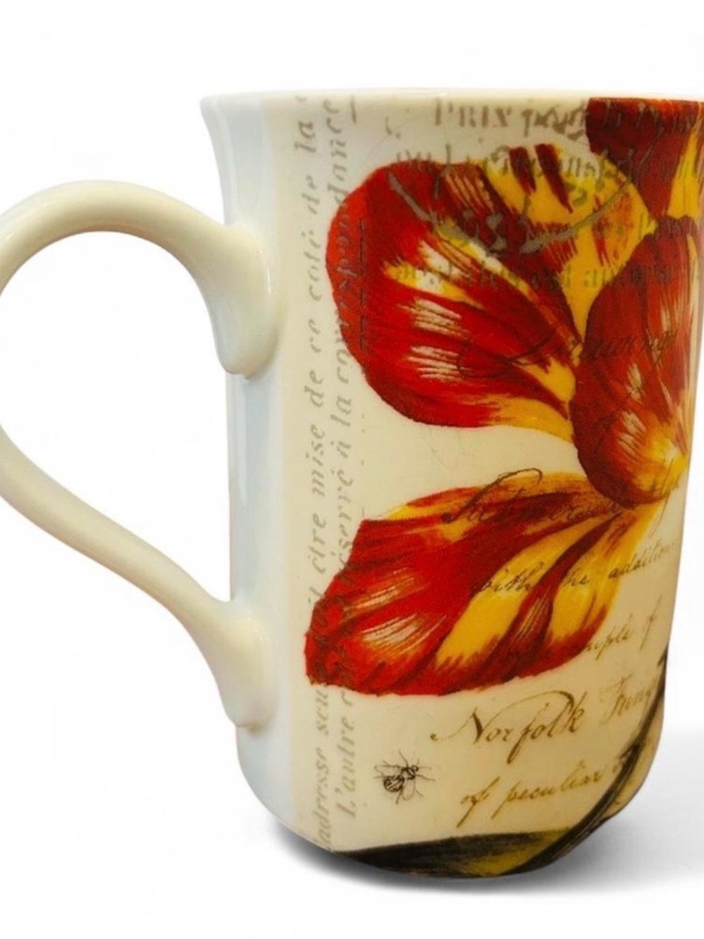 Floral Red & Yellow Ceramic Mug - German Konitz